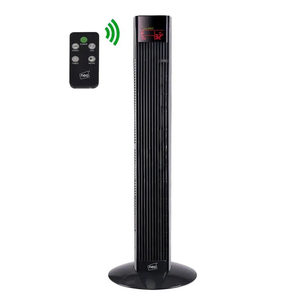 36’ free standing 3 speed tower fan with remote control - black - Nexellus