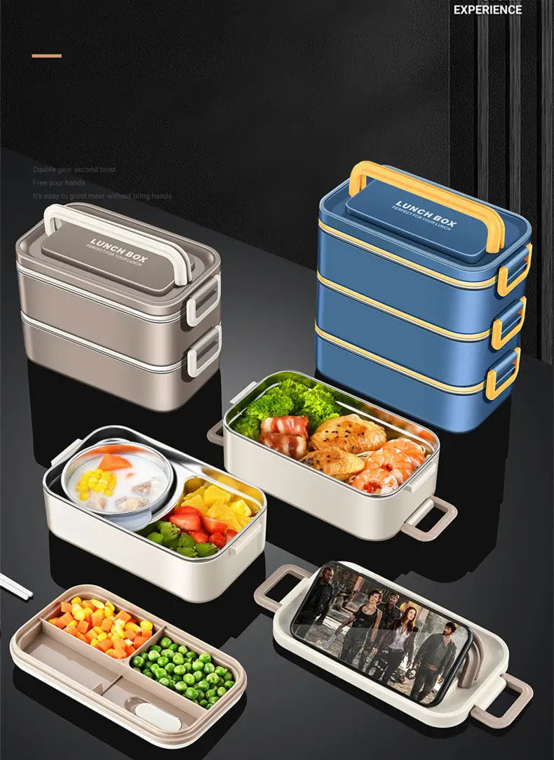 Double-layer water-free thermal insulation lunch box lunch