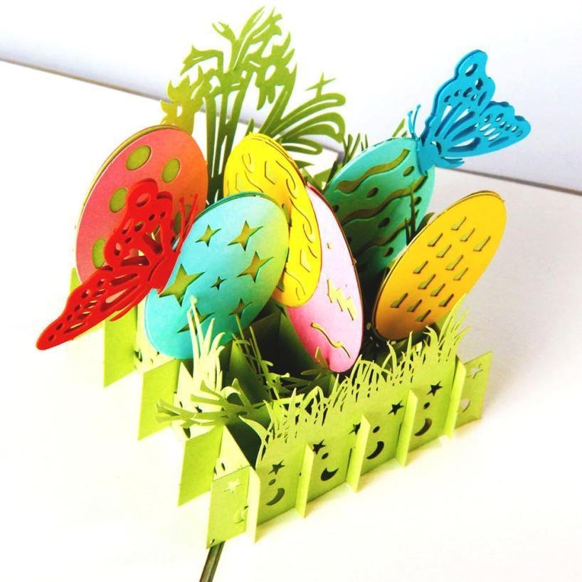 3d POP Butterfly Moon Star , Easter Eggs Greeting Card - Nexellus