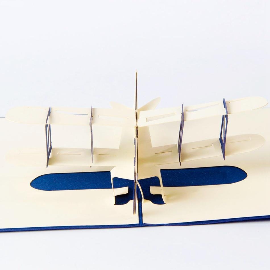 3D Pop Up Airplane Greeting Card - Blue - Nexellus