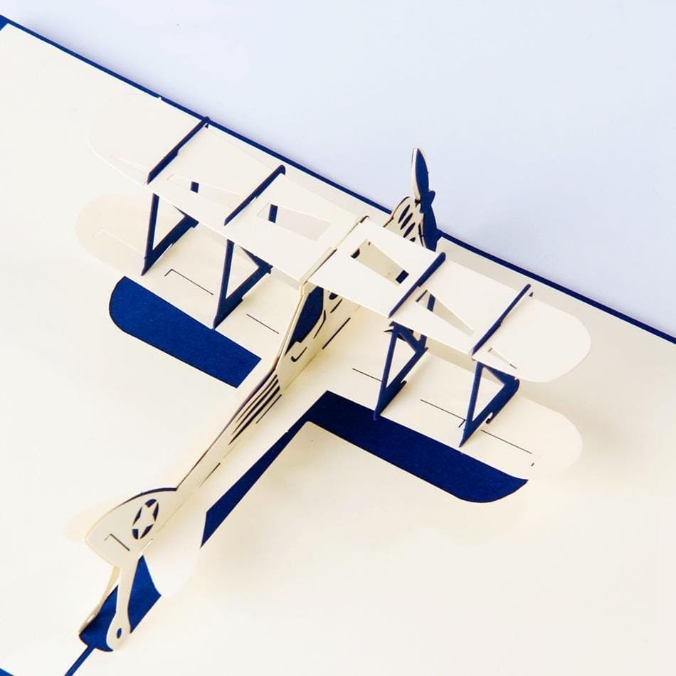 3D Pop Up Airplane Greeting Card - Blue - Nexellus