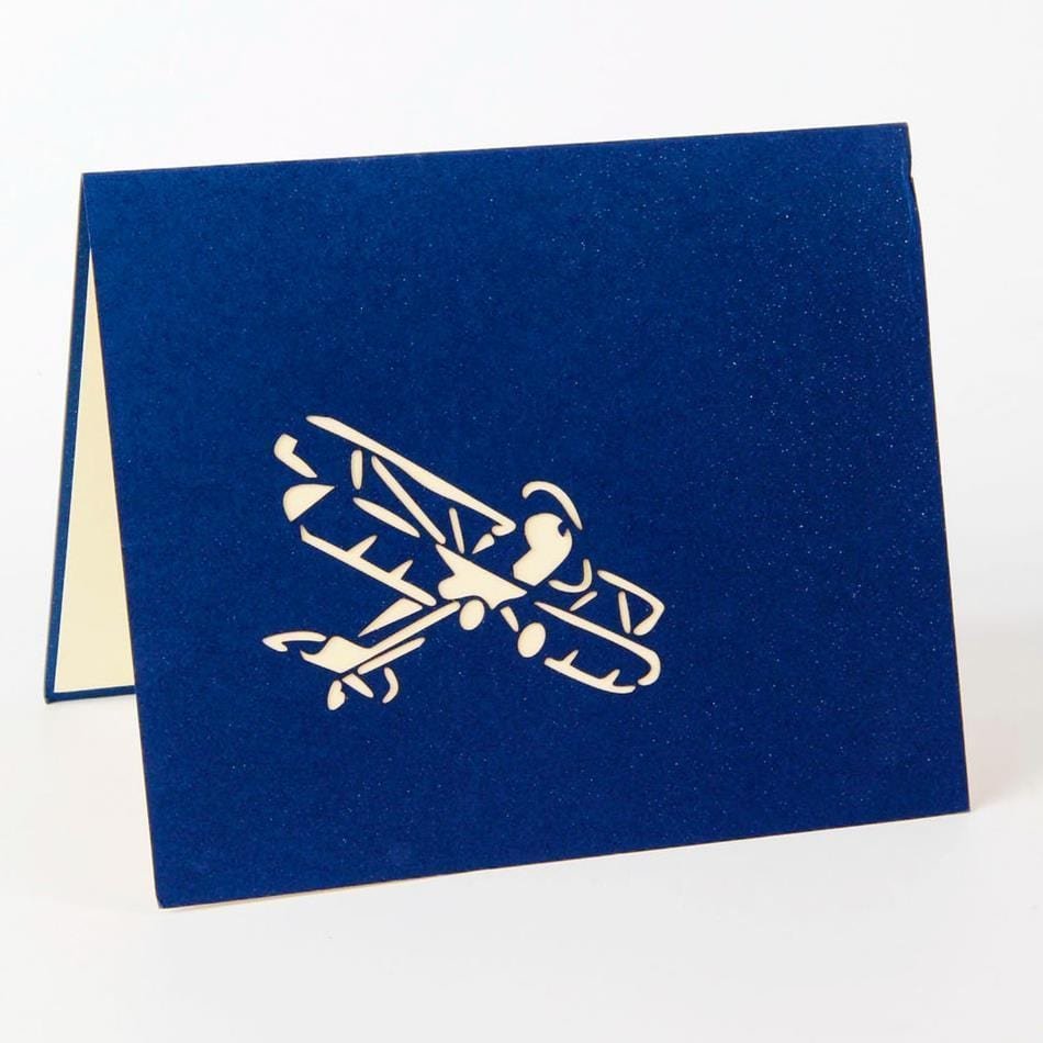 3D Pop Up Airplane Greeting Card - Blue - Nexellus