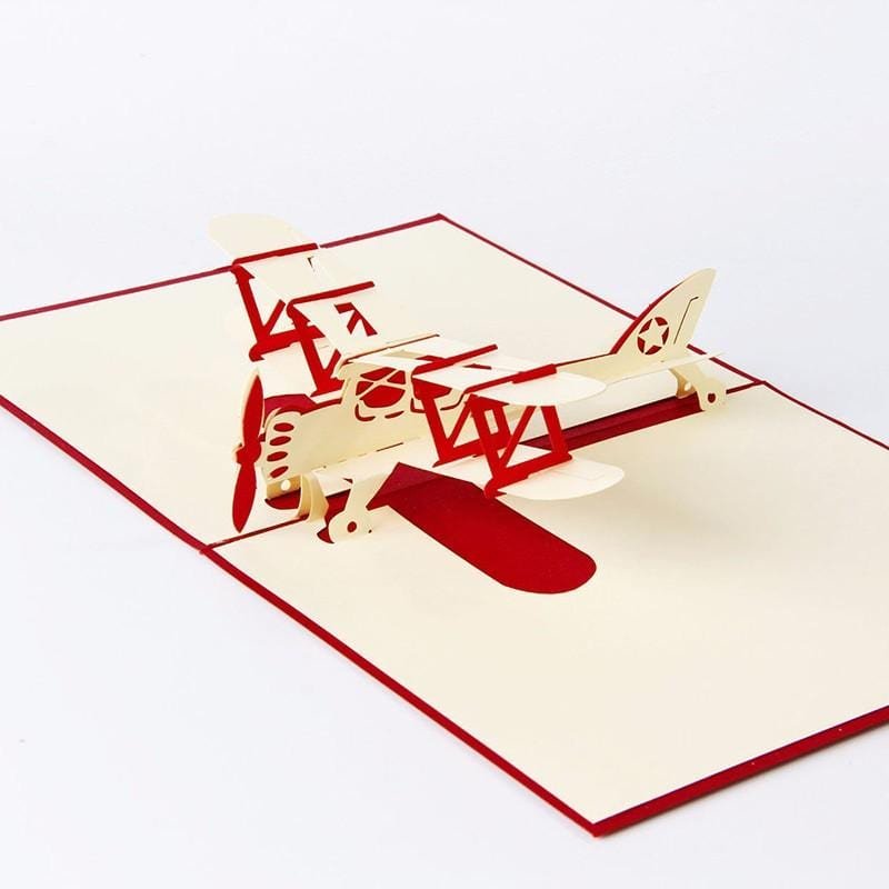 3D Pop Up Airplane Greeting Card - Red - Nexellus