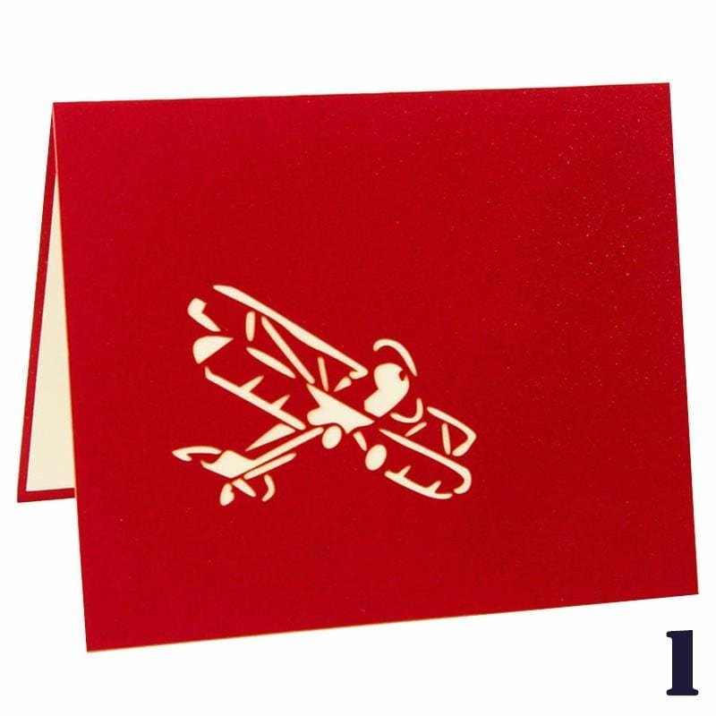 3D Pop Up Airplane Greeting Card - Red - Nexellus