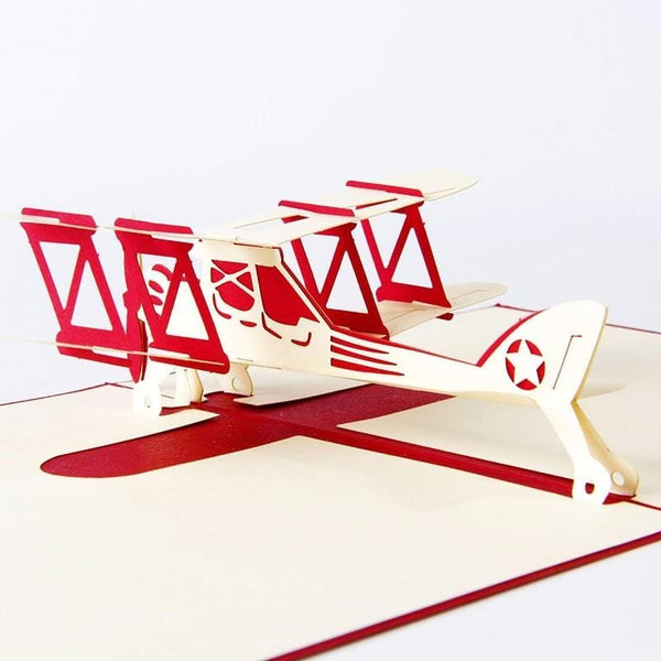 3D Pop Up Airplane Greeting Card - Red - Nexellus