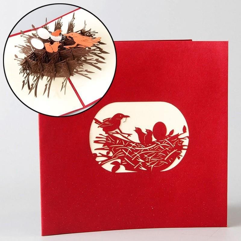 3D pop up Birds Nest Handmade Card for Mother's day - Nexellus