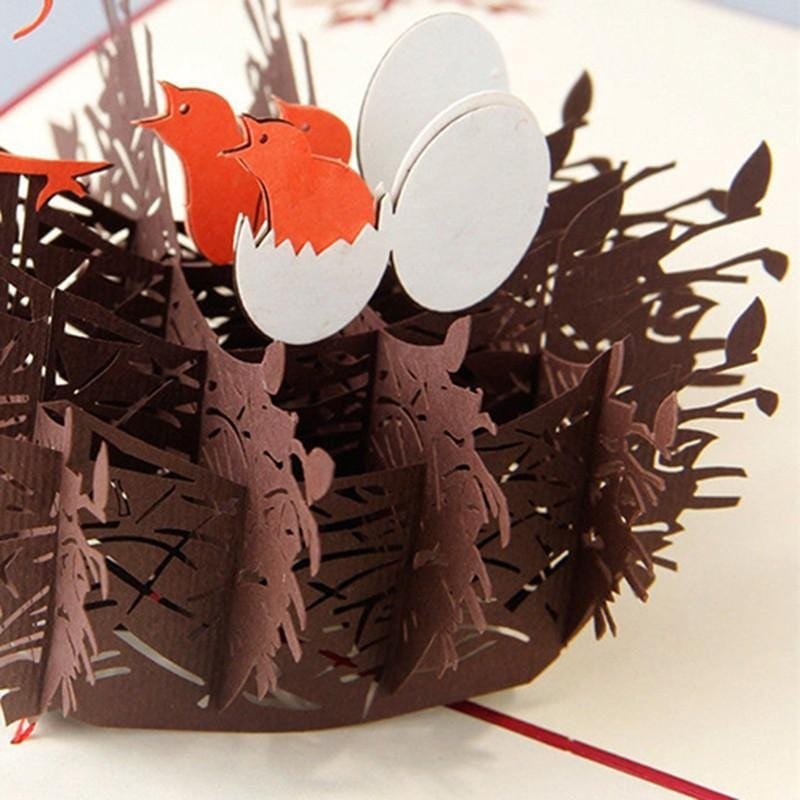 3D pop up Birds Nest Handmade Card for Mother's day - Nexellus