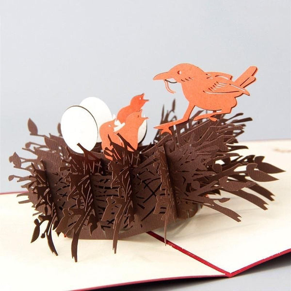 3D pop up Birds Nest Handmade Card for Mother's day - Nexellus