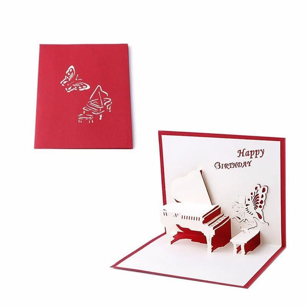 3D Pop Up Birthday Greeting Card - Angel playing Piano - Nexellus