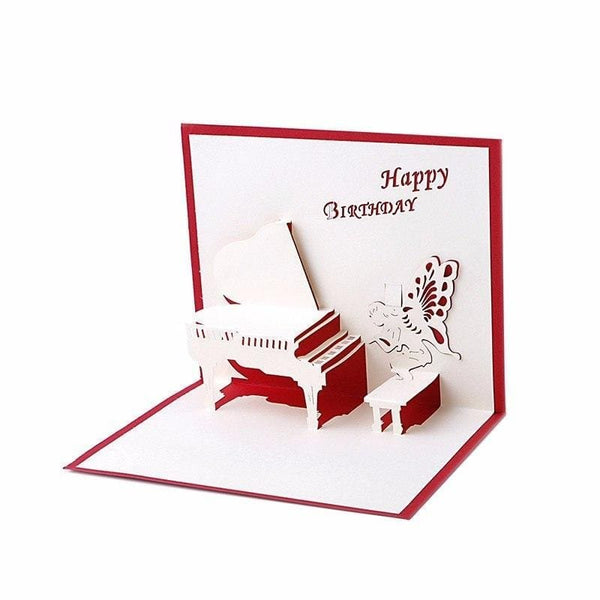 3D Pop Up Birthday Greeting Card - Angel playing Piano - Nexellus