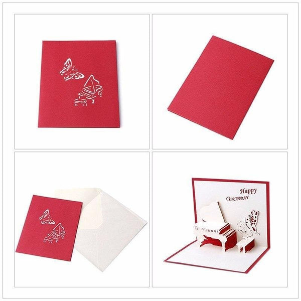 3D Pop Up Birthday Greeting Card - Angel playing Piano - Nexellus