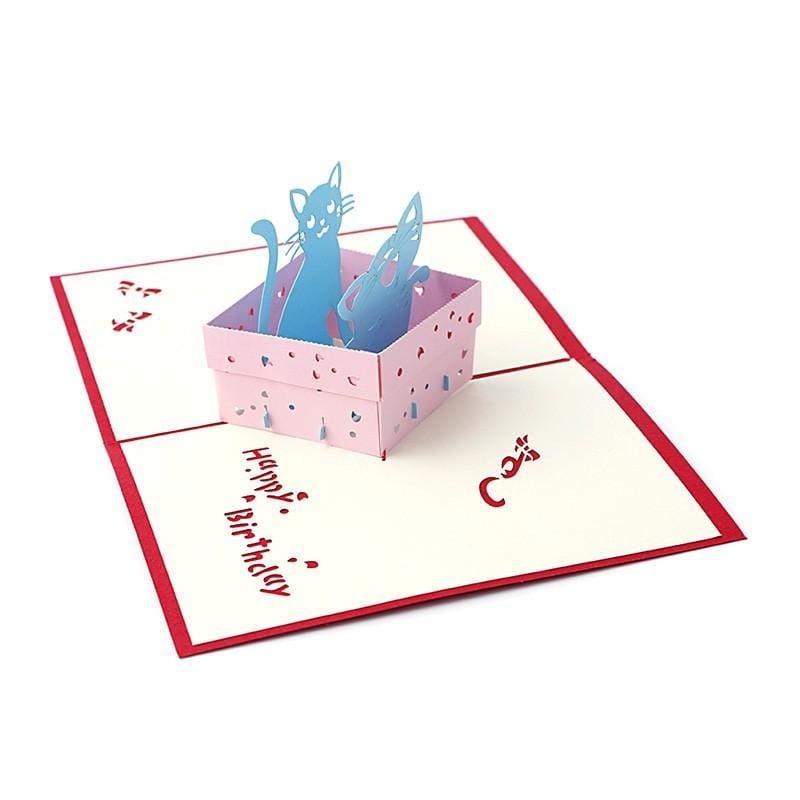 3d Pop Up Cat in Box Birthday Greeting Card - Nexellus