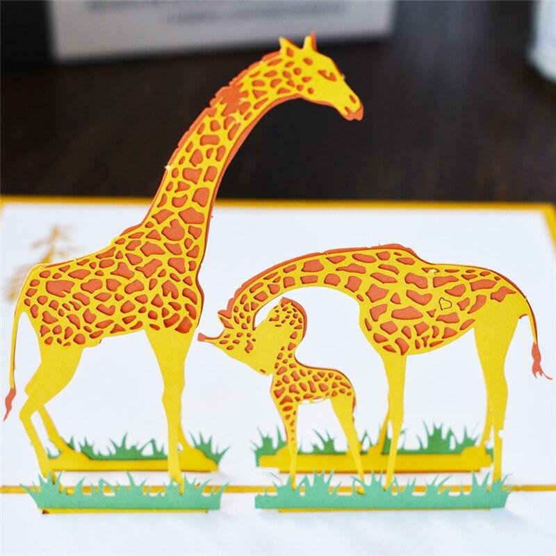 3d Pop Up Giraffe Greeting Card - Nexellus