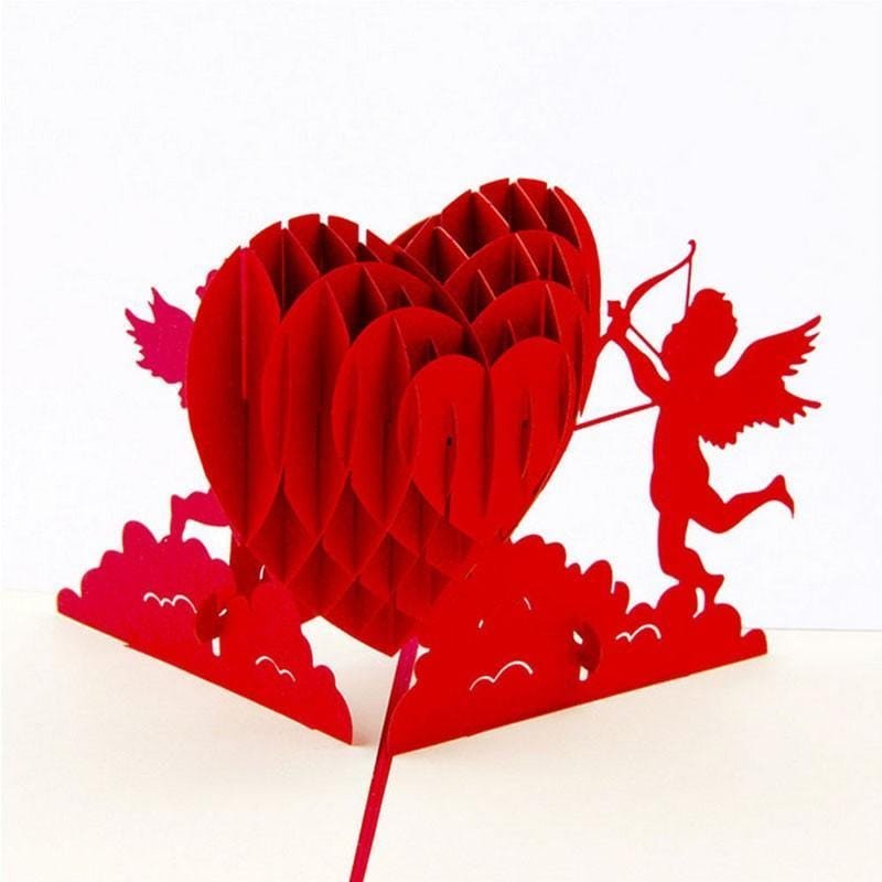 3D Pop Up Handmade Cupid Heart Greeting Card - Nexellus