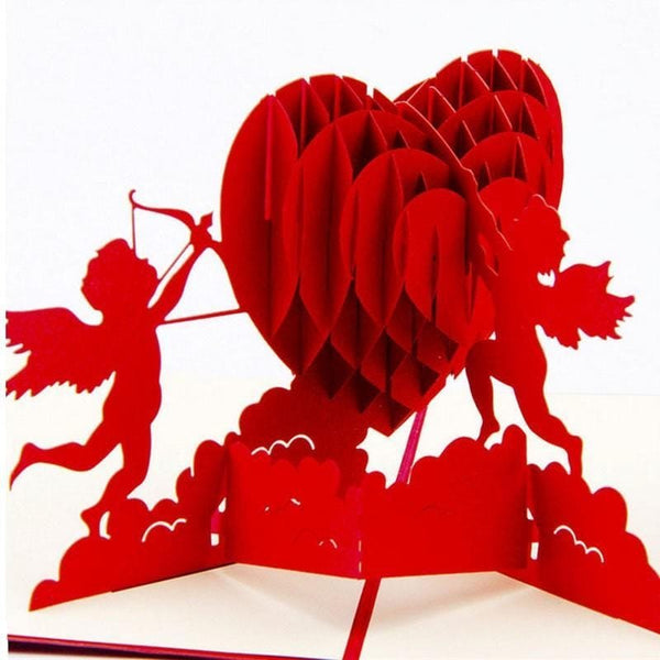 3D Pop Up Handmade Cupid Heart Greeting Card - Nexellus