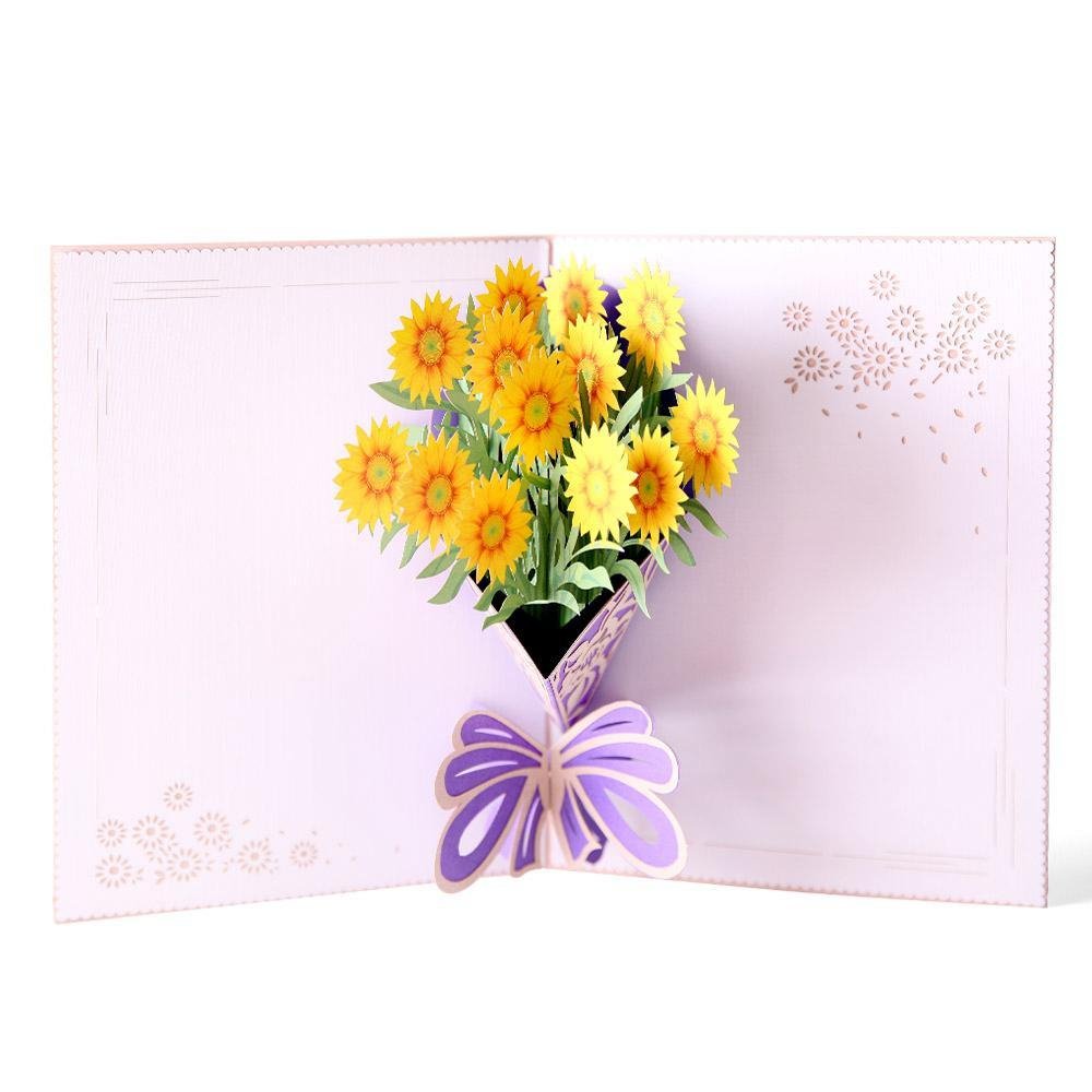 3D Pop Up Sun Flower Bouquet Greeting Card - Nexellus