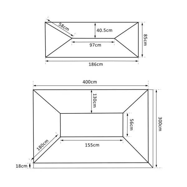 3x4 m 2 - Tier Waterproof Gazebo Replacement Top - Cream - White - Nexellus