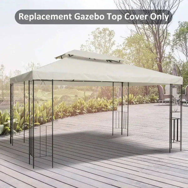 3x4 m 2 - Tier Waterproof Gazebo Replacement Top - Cream - White - Nexellus