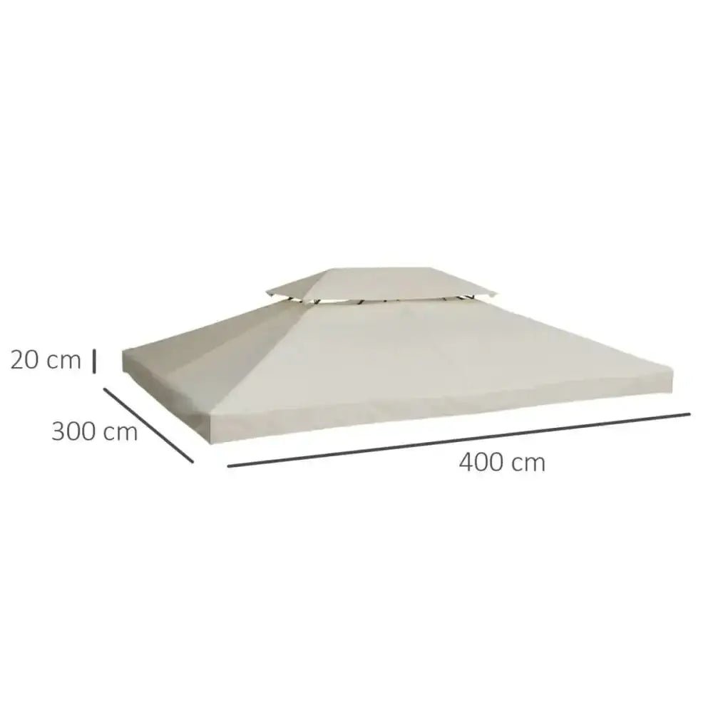 3x4 m 2 - Tier Waterproof Gazebo Replacement Top - Cream - White - Nexellus