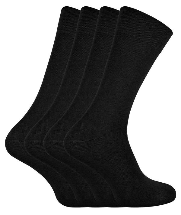 4 PAIRS Ladies Bamboo Crew Socks - CR2 (4 - 8 UK / Black) - Nexellus