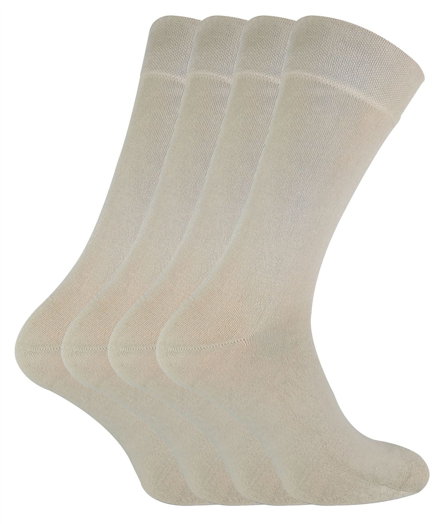 4 PAIRS Ladies Bamboo Crew Socks - CR2 (4 - 8 UK / Natural) - Nexellus