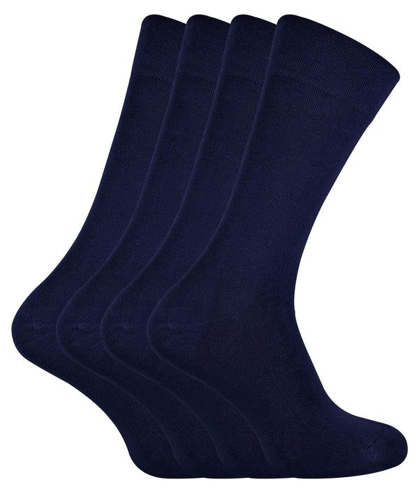 4 PAIRS Ladies Bamboo Crew Socks - CR2 (4 - 8 UK / Navy) - Nexellus