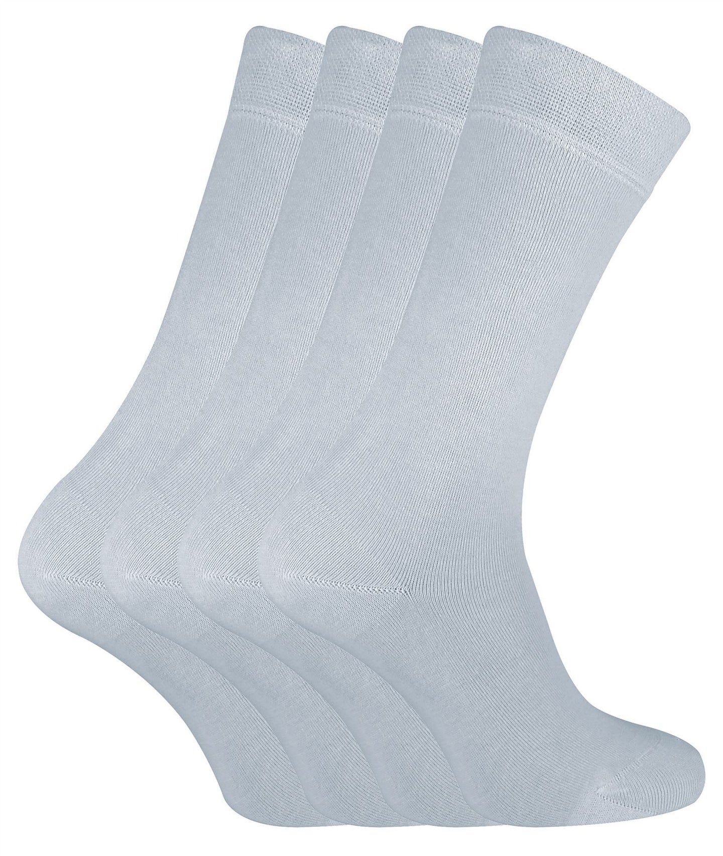 4 PAIRS Ladies Bamboo Crew Socks - CR2 (4 - 8 UK / White) - Nexellus