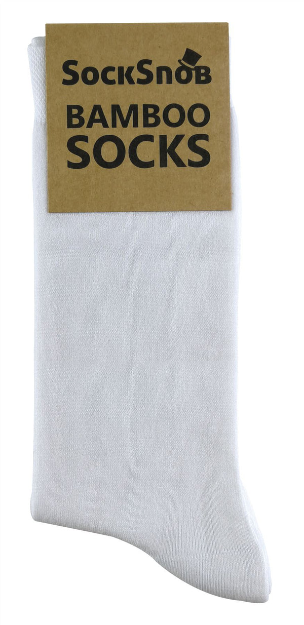 4 PAIRS Ladies Bamboo Crew Socks - CR2 (4 - 8 UK / White) - Nexellus