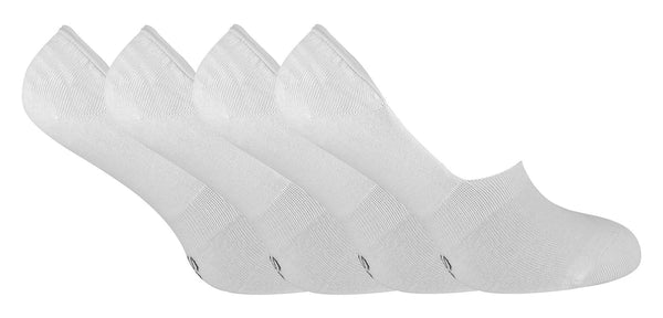 4 PAIRS Ladies Invisible Bamboo Socks - INV2 (4 - 8 UK / White) - Nexellus