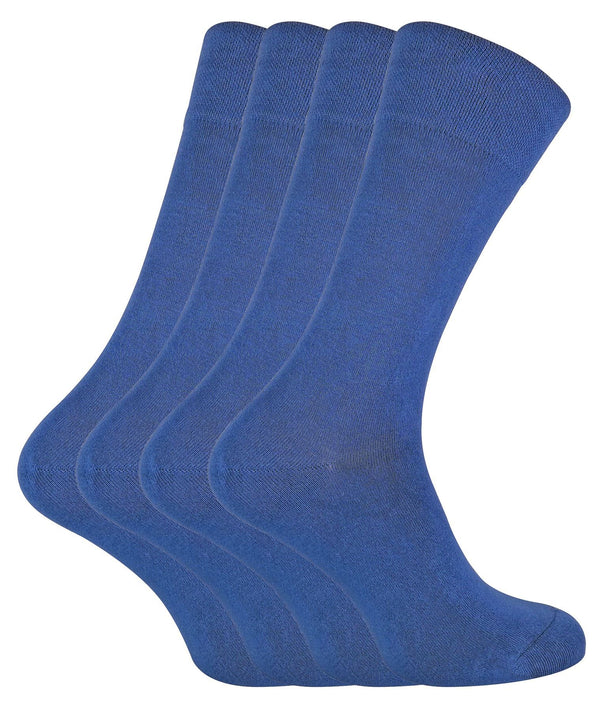 4 PAIRS Mens Bamboo Crew Socks - CR1 (7 - 11 UK / Denim) - Nexellus