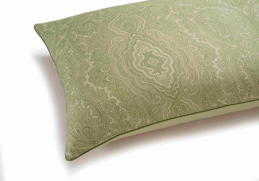 400 TC - Cotton Rich Paisley Print Duvet Cover Set Green [King] - Nexellus