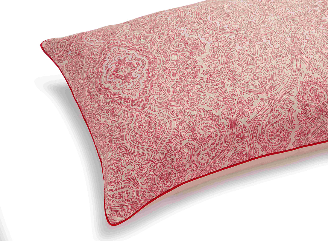 400 TC - Cotton Rich Paisley Print Duvet Cover Set Red [King] - Nexellus