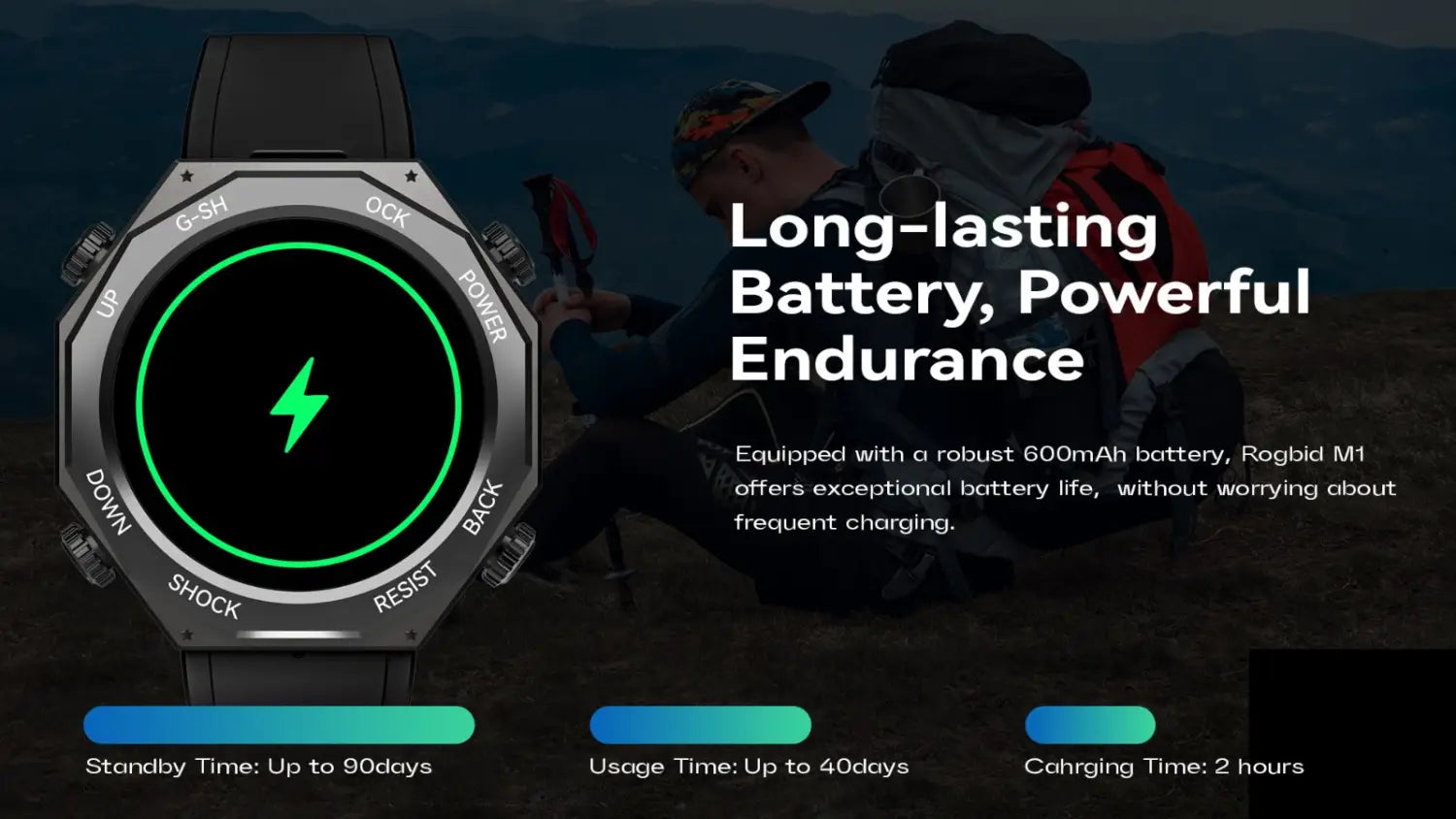 M1 rugged sports smart watch 1.45 inch 600mah outdoor sports