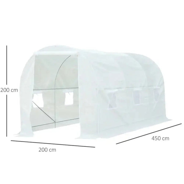 4.5 x 2 x 2 m Large Galvanized Steel Frame Outdoor Walk - In Poly Tunnel Garden Patio Greenhouse - White - Nexellus