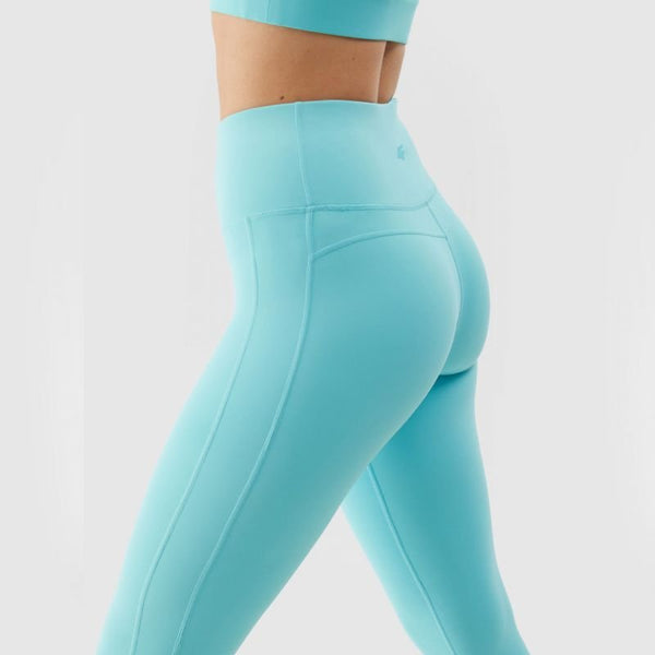 4F Blue Women's Leggings FNK F232, High Waist, Quick - Drying, Moisture - Wicking, Training Pants - Nexellus