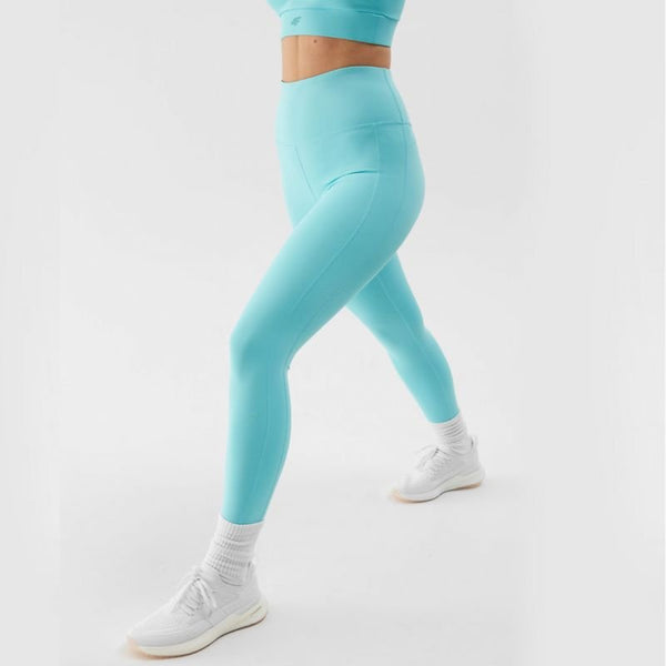 4F Blue Women's Leggings FNK F232, High Waist, Quick - Drying, Moisture - Wicking, Training Pants - Nexellus