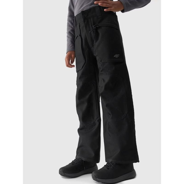 4F Junior Ski Pants with NeoDry 8000 Membrane, Adjustable Fit, and Zipped Pockets - Black - Nexellus