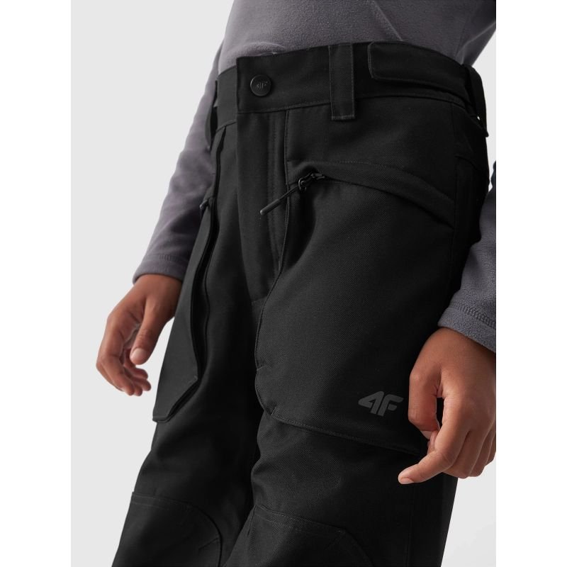 4F Junior Ski Pants with NeoDry 8000 Membrane, Adjustable Fit, and Zipped Pockets - Black - Nexellus