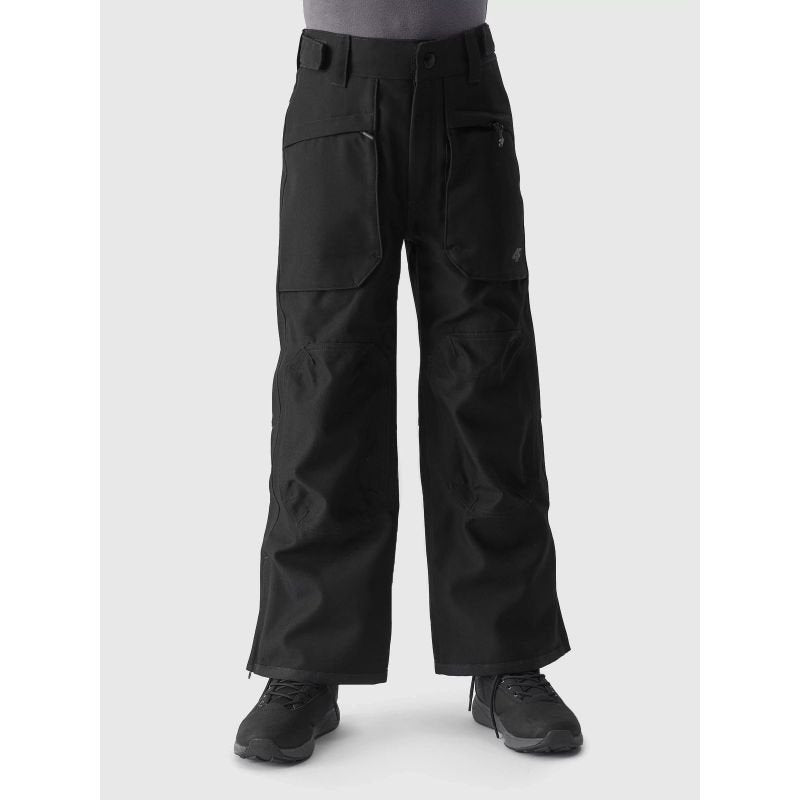 4F Junior Ski Pants with NeoDry 8000 Membrane, Adjustable Fit, and Zipped Pockets - Black - Nexellus