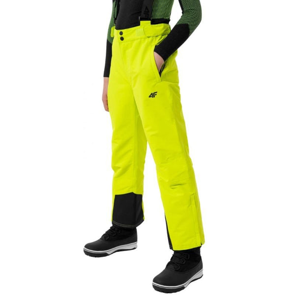 4F Kids Juicy Green Ski Pants HJZ22 JSPMN001 45S with Adjustable Suspenders and Snow Stoppers - Nexellus