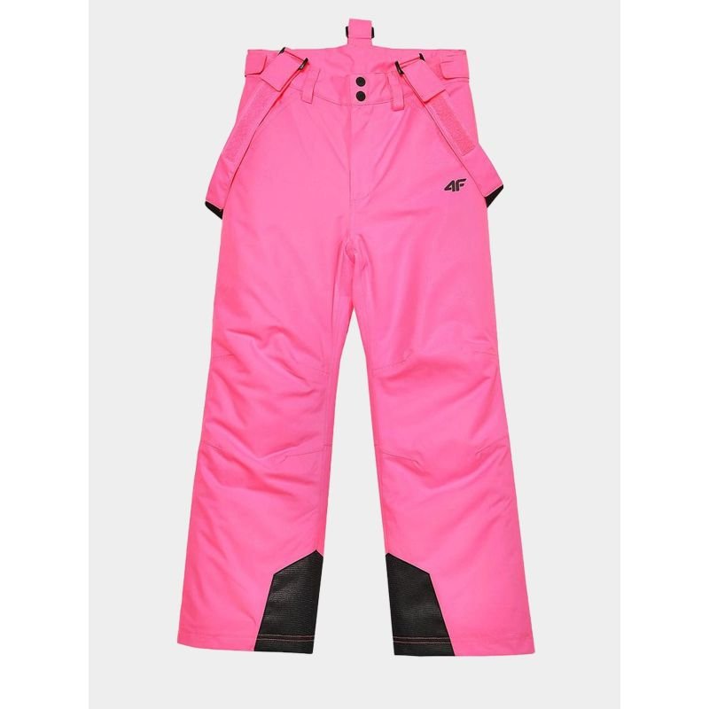 4F Kids Pink Ski Pants with Suspenders, NeoDry 8000 Membrane, Insulated, Zippered Legs - Nexellus