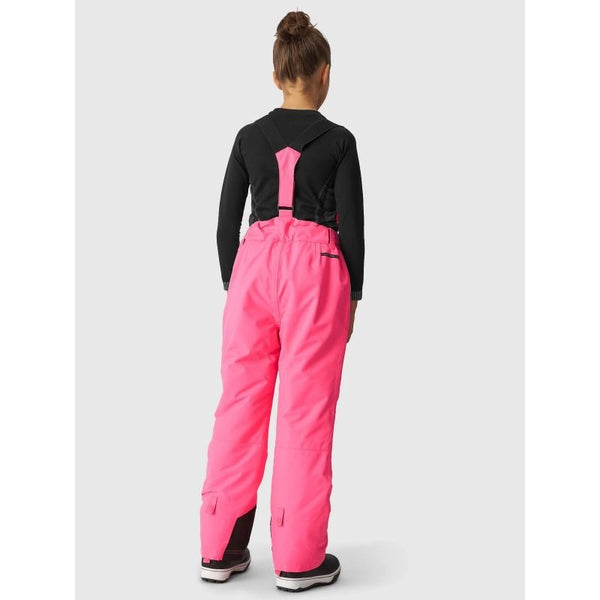 4F Kids Pink Ski Pants with Suspenders, NeoDry 8000 Membrane, Insulated, Zippered Legs - Nexellus