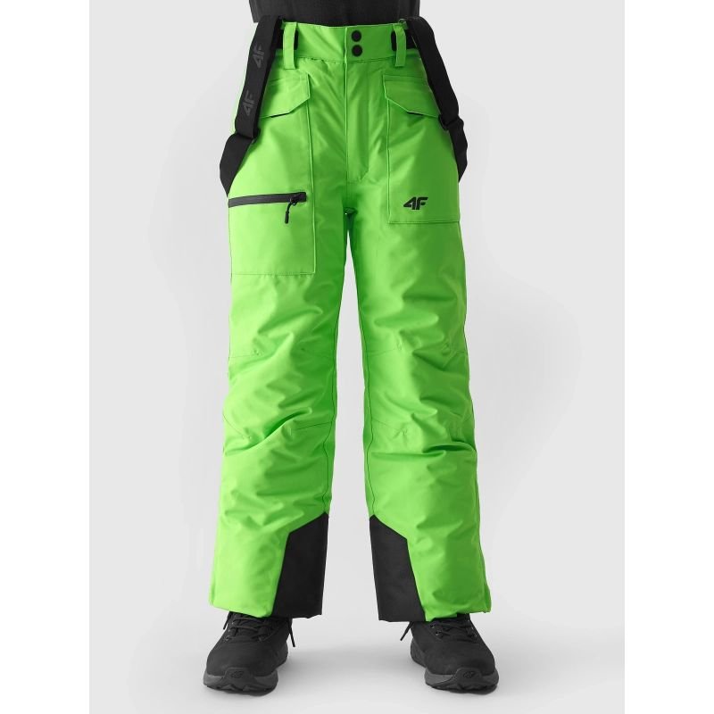 4F Kids Ski Pants with Adjustable Suspenders, NeoDry 10000 Waterproof, Breathable, Green 4FJAW23TFTRM360 - 41N - Nexellus