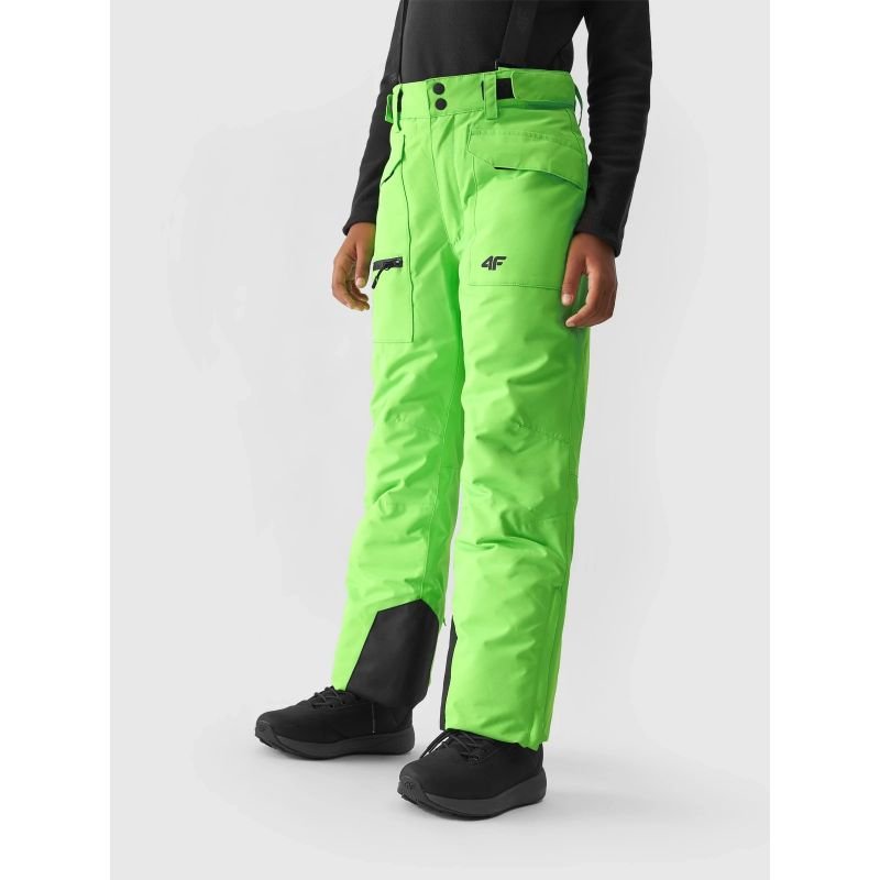 4F Kids Ski Pants with Adjustable Suspenders, NeoDry 10000 Waterproof, Breathable, Green 4FJAW23TFTRM360 - 41N - Nexellus