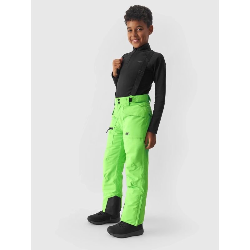 4F Kids Ski Pants with Adjustable Suspenders, NeoDry 10000 Waterproof, Breathable, Green 4FJAW23TFTRM360 - 41N - Nexellus