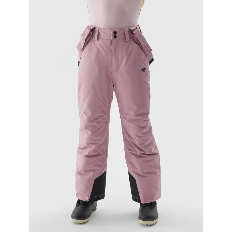 4F Kids Ski Pants With Suspenders, NeoDry 8000 Membrane, Insulated & Water Resistant, Pink - Nexellus