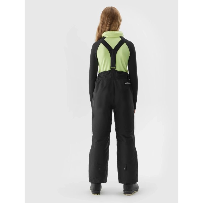 4F Kids Ski Pants With Suspenders, NeoDry 8000 Membrane, Insulated, Zippered Legs, Black - Nexellus