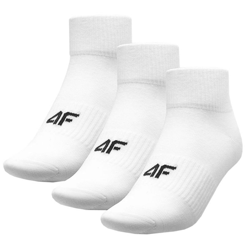 4F M150 Men's Low Socks - 3 Pairs, Cotton Blend, Tight Fit with Midfoot Drawstring, White - Nexellus