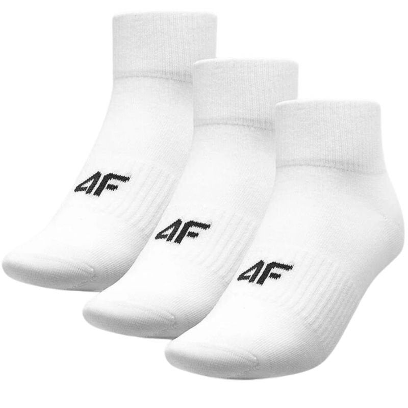 4F M204 Men's Cotton Blend Low Socks Set of 3 Pairs with Midfoot Drawstring - White - Nexellus