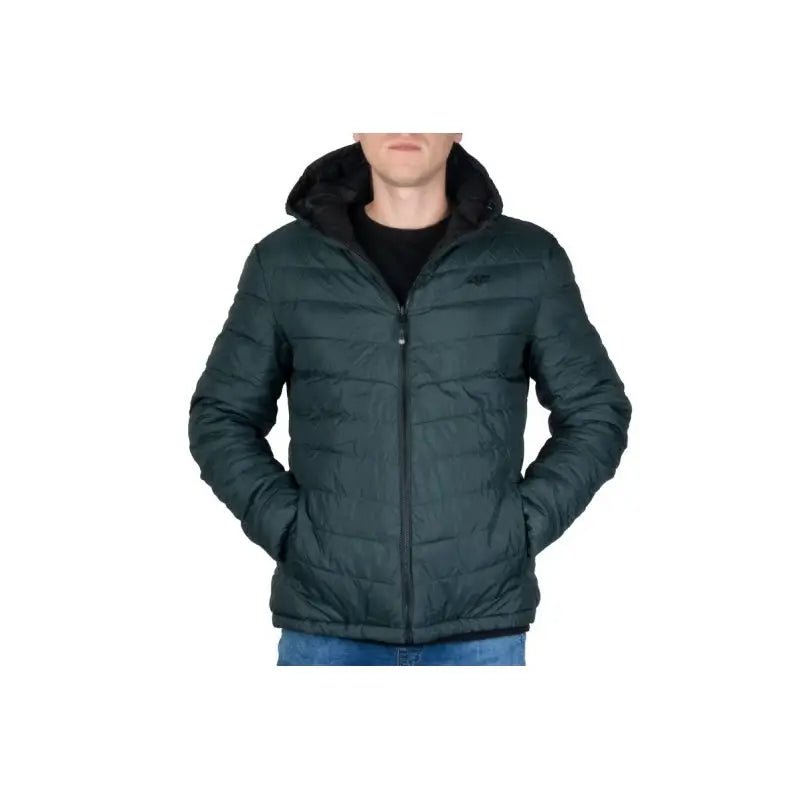 4F M434 Men's Double - Sided Down Jacket With Hood, Synthetic Insulation, DWR Coating, Khaki/Black - Nexellus